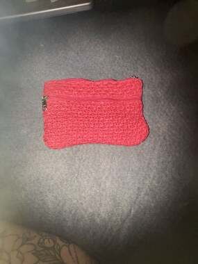 Green Jute Red Woven Clutch Purse with Zipper